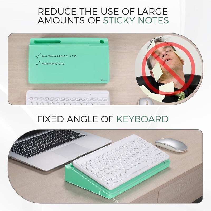TOWON Small Compact Glass Desktop Whiteboard with Storage – 12 x 7 in Dry Erase Board for Desk, Home Office, School | Includes 5 Markers, Eraser & Holder | Space-Saving Organizer, Aesthetic Mint Green - Image 4